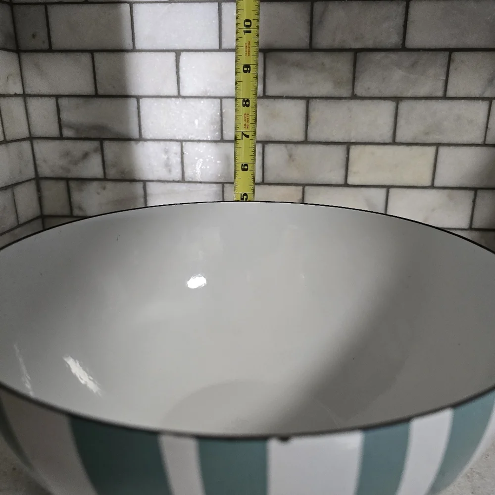 Vtg. Cathrineholm 11" Seafoam Stripe Enamel Bowl - Picture 10 of 11